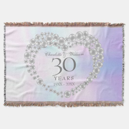 Chic Pearl Heart 30. Hochzeitstag Decke (Vorderseite)