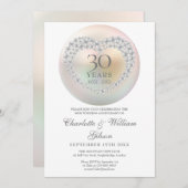 Chic Pearl Heart 30. Hochzeitstag Einladung (Vorne/Hinten)