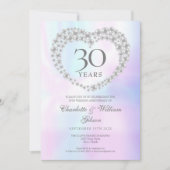 Chic Pearl Heart 30 Jahre Einladung (Vorderseite)