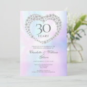 Chic Pearl Heart Foto 30 Jahre Einladung (Stehend Vorderseite)