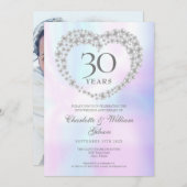 Chic Pearl Heart Foto 30 Jahre Einladung (Vorne/Hinten)