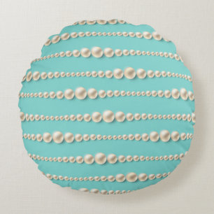 Chic Pearl & Turquoise Rundkissen Rundes Kissen