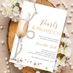 Chic Pearls and Prosecco Brautparty Einladung
