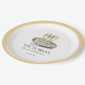 Chic Pearls and Prosecco Brautparty Pappteller (Schrägansicht)