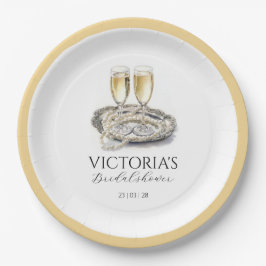 Chic Pearls and Prosecco Brautparty Pappteller