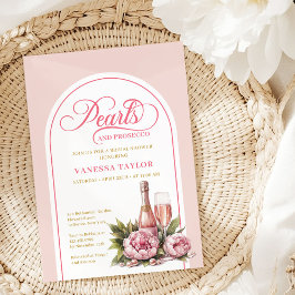 Chic Pearls and Prosecco Bridal Shower Template Einladung
