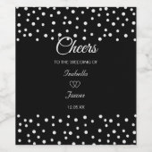 Chic Pearls auf Black Wedding Weinetikett (Einzelnes Label)