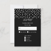 Chic Pearls auf Black & White Wedding RSVP Card Karte (Vorderseite)