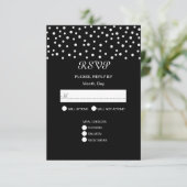 Chic Pearls auf Black & White Wedding RSVP Card Karte (Stehend Vorderseite)