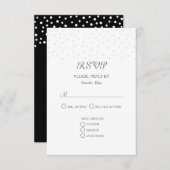 Chic Pearls auf Black & White Wedding RSVP Karte (Vorne/Hinten)