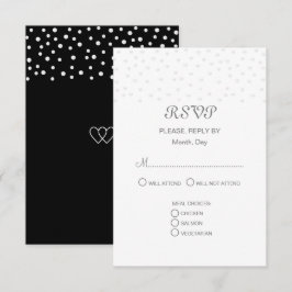 Chic Pearls auf Black & White Wedding RSVP Karte