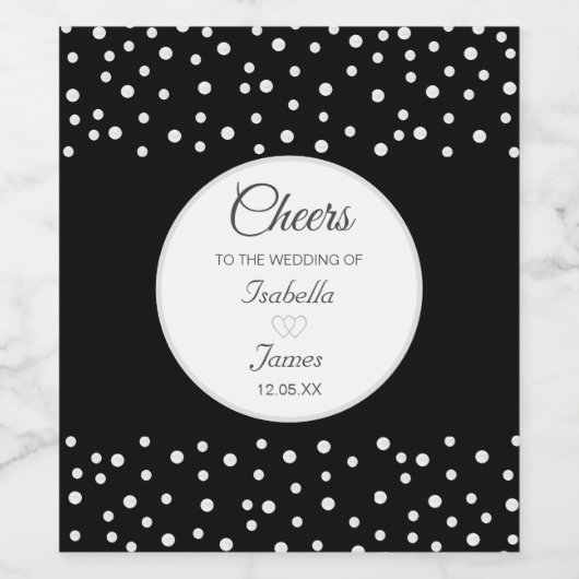 Chic Pearls auf Black & White Wedding Weinetikett (Einzelnes Label)