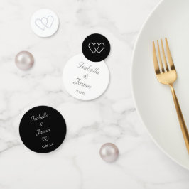 Chic Pearls & Hearls auf Black & White Wedding Konfetti