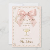 Chic Pearls & Prosecco Brautparty Dankeskarte (Vorderseite)