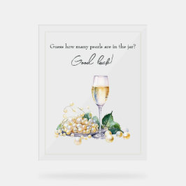 Chic Pearls & Prosecco Guessing Brautparty Acrylschild