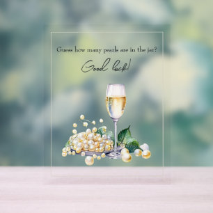 Chic Pearls & Prosecco Guessing Brautparty Acrylschild