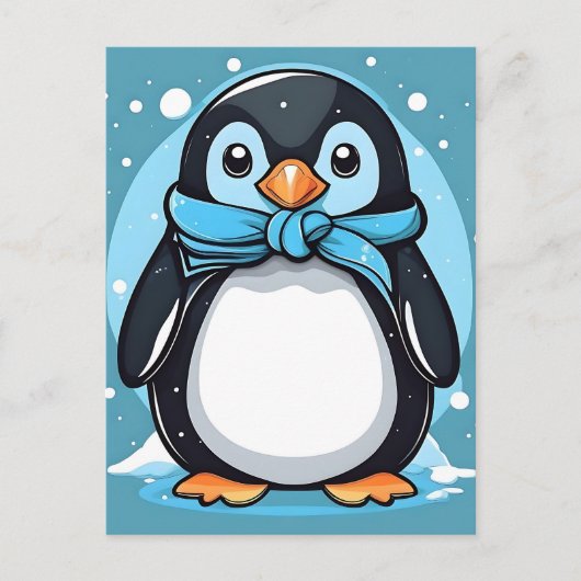 Chic Penguin Icy Blue Postkarte (Vorderseite)