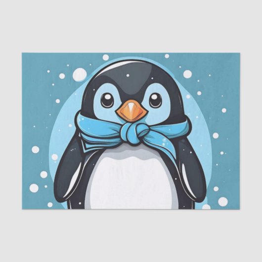 Chic Penguin Icy Blue Seidenpapier (Vorderseite)
