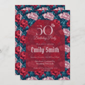 Chic Peonies Accent Birthday Present Einladung (Vorne/Hinten)