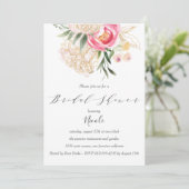 Chic Peonies gold Blume Hochzeitsstich Brautparty Einladung (Stehend Vorderseite)