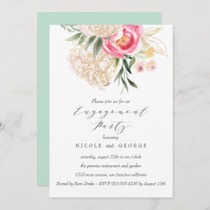 Chic Peonies gold Blume Hochzeitstag Engagement Pa Einladung
