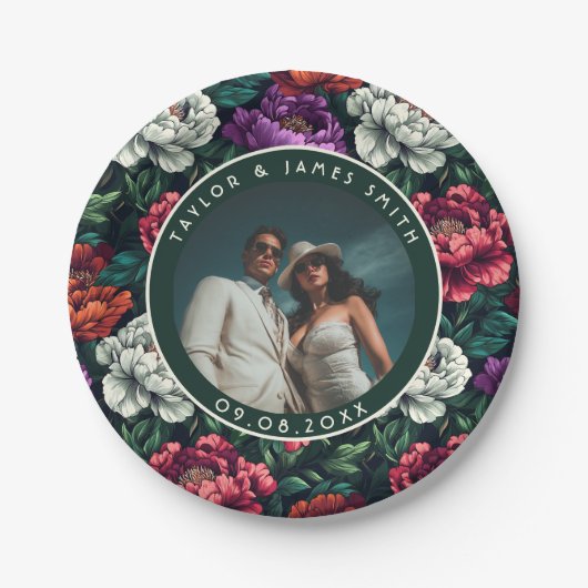 Chic Peonies Teller für Couple's Dusche Party (Vorderseite)