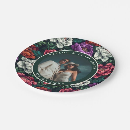 Chic Peonies Teller für Couple's Dusche Party (Schrägansicht)