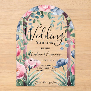 Chic Peony Bouquet bei einer Hochzeit in Wasserfar Acryleinladungen