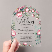 Chic Peony Bouquet bei einer Hochzeit in Wasserfar Acryleinladungen (Insitu (Handheld))