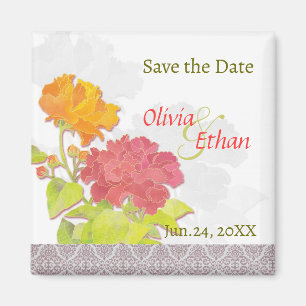 Chic Peony Wedding Save the Date Magnet