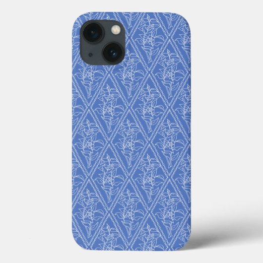 Chic Periwinkle Blue Floral Diamond Muster Case-Mate iPhone Hülle (Rückseite)
