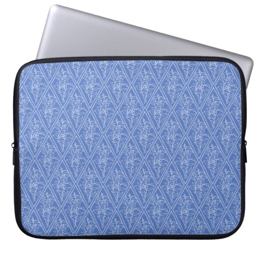 Chic Periwinkle Blue Floral Diamond Muster Laptopschutzhülle (Vorderseite)