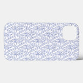 Chic Periwinkle Blue White Floral Diamond Muster Case-Mate iPhone Hülle (Rückseite (Horizontal))