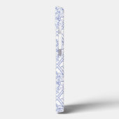 Chic Periwinkle Blue White Floral Diamond Muster Case-Mate iPhone Hülle (Rückseite / Links)