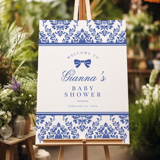 Chic Periwinkle Ribbon Babydusche Begrüßungszeiche Poster