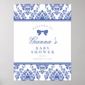 Chic Periwinkle Ribbon Babydusche Begrüßungszeiche Poster (Vorne)