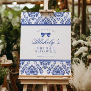 Chic Periwinkle Ribbon Brautparty Begrüßungszeiche Poster