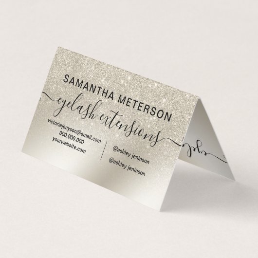 Chic perl Glitzer Elfenbein ombre Eye Aftercare Visitenkarten (Rückseite)