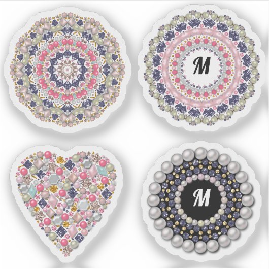 Chic perl Set, mandala, brooch, dekoration, perle Aufkleber (Vorderseite)