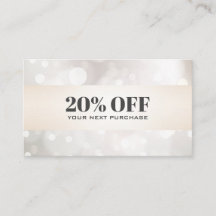 Chic perlescent Glitzer White Bokeh Coupon Card