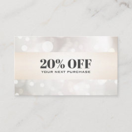 Chic perlescent Glitzer White Bokeh Coupon Card Visitenkarte