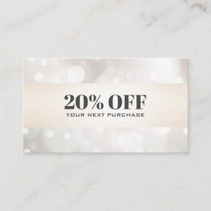 Chic perlescent Glitzer White Bokeh Coupon Card Visitenkarte