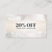 Chic perlescent Glitzer White Bokeh Coupon Card Visitenkarte (Vorderseite)