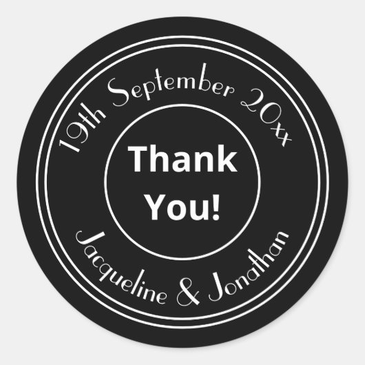 Chic Personalisiert B & W Vielen Dank Umschlag Auf Runder Aufkleber (Vorderseite)