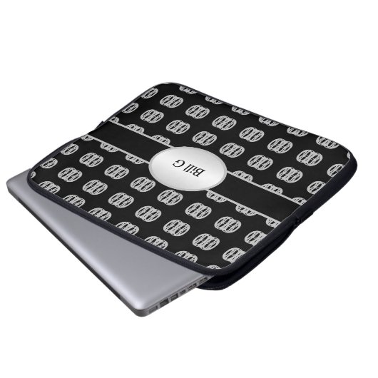 Chic Personalisiert Black & Silver Muster Laptopschutzhülle (Vorne Knopf)