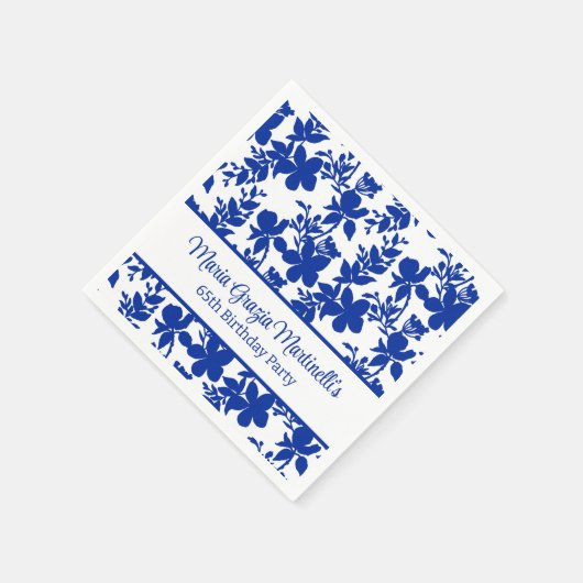 Chic Personalisiert Blue Azure Blumenmuster Serviette (Ecke)