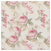 Chic Personalisiert Coral Rose Print mit Name Stoff (Nahaufnahme)