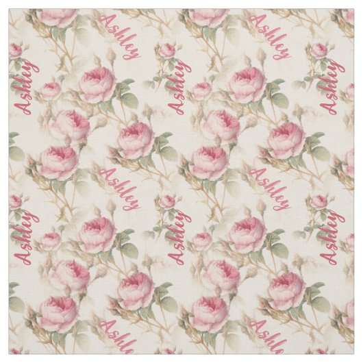 Chic Personalisiert Coral Rose Print mit Name Stoff (Muster)
