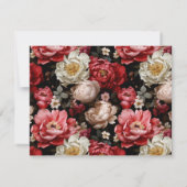 Chic Personalisiert Dark Peony Floral Mitteilungskarte (Rückseite)