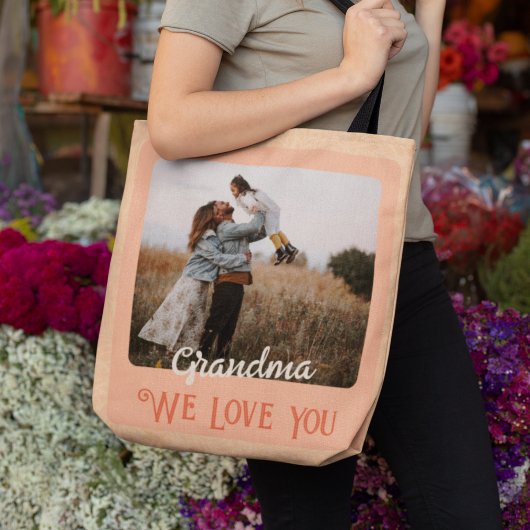 Chic Personalisiert Foto Text Großeltern Geschenk Tasche
